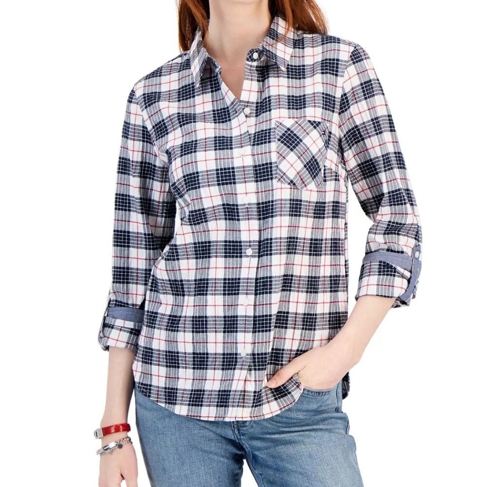 New w Tags Small Tommy Hilfiger White Navy Red